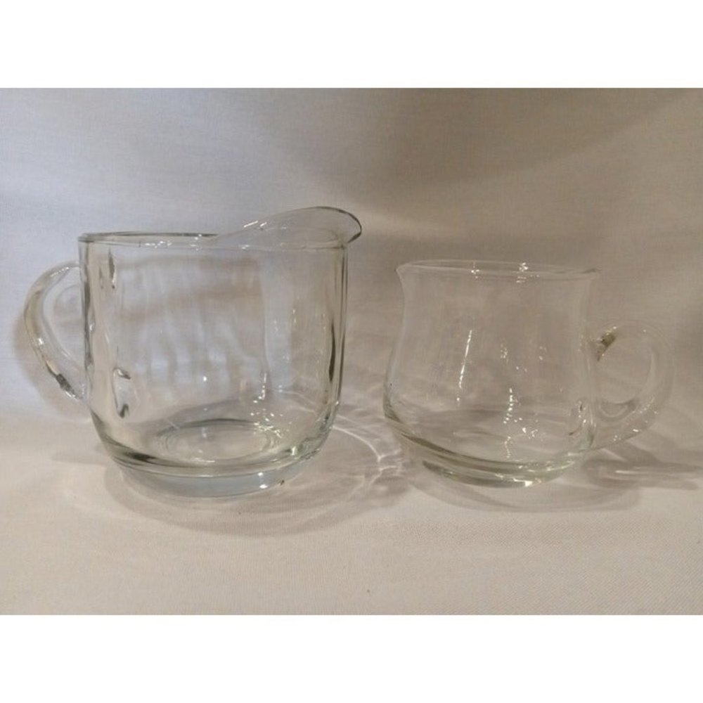 Set of 2 Clear‎ Glass Creamers in Amazing Shape 3 1/4" and 3 1/8" (3b1)